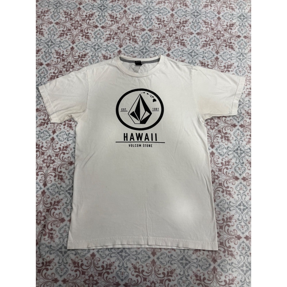 Volcom Stone Hawaii Graphic T-Shirt Mens Medium White Short Sleeve Surf Tee